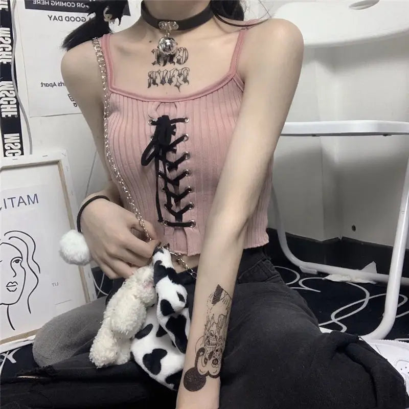 Y2K Kawaii Backless Knit Crop Top – Cute & Trendy 2000s Style - Mugs and Threads 